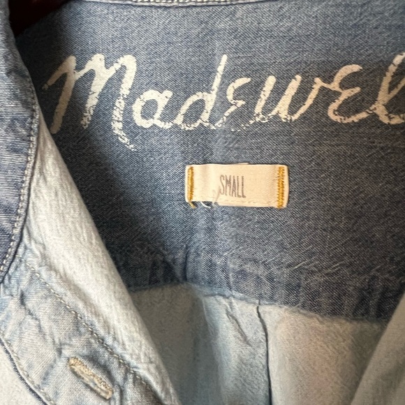 Madewell Two Tone Denim Button Down Tank Top - Picture 11 of 11